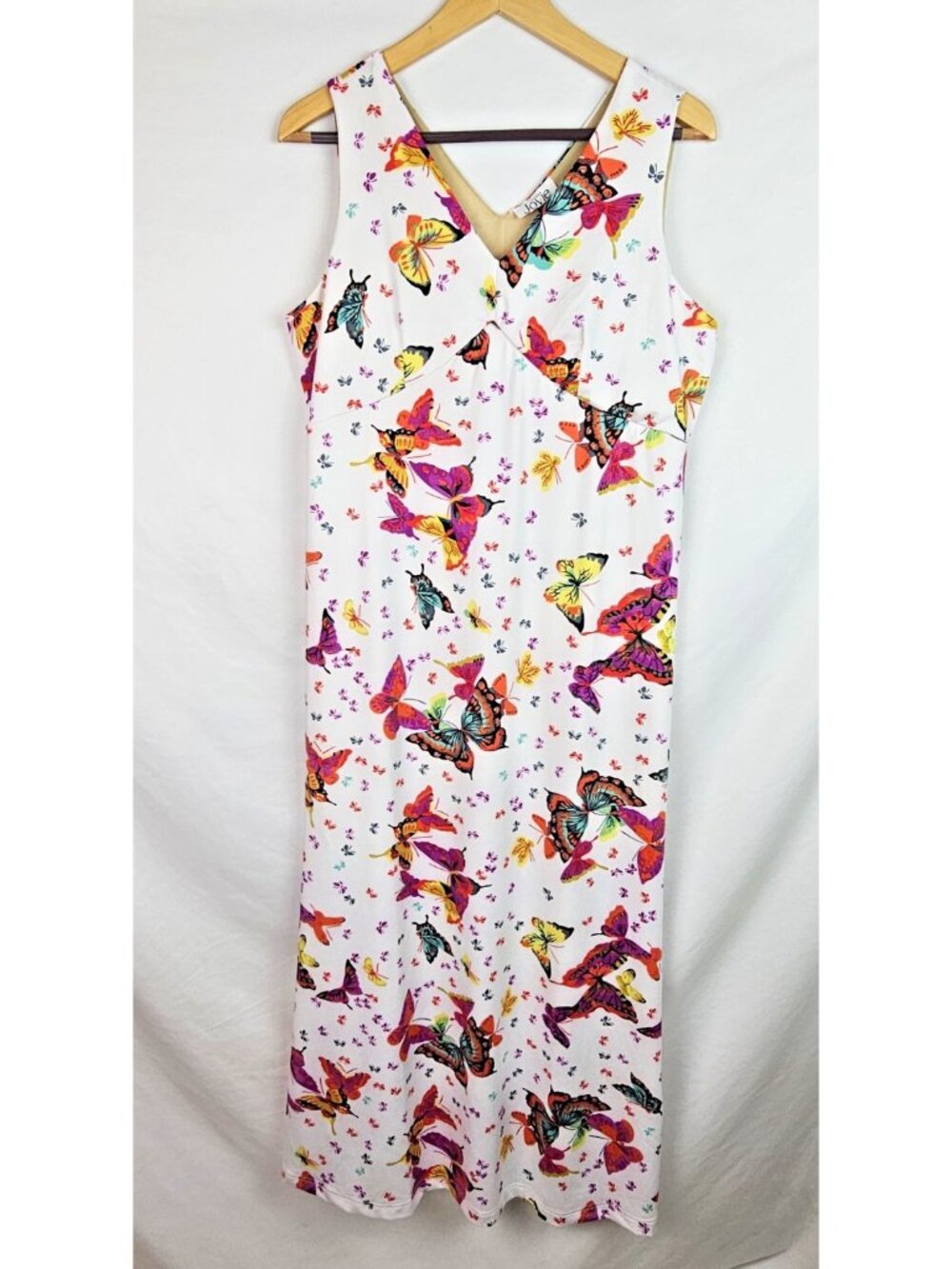 Jovie Women's Dress Size Medium White Butterfly Sleeveless Long Spring Dress